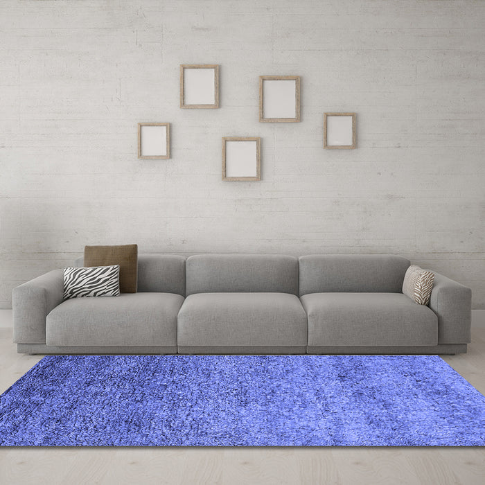 Machine Washable Oriental Blue Industrial Rug in a Living Room, wshurb1783blu