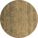 Round Oriental Brown Industrial Rug, urb1783brn