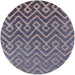 Round Mid-Century Modern Purple Navy Blue Oriental Rug, urb1784