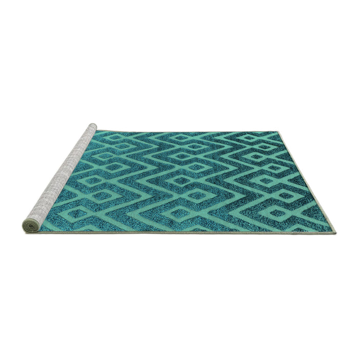 Sideview of Machine Washable Oriental Turquoise Industrial Area Rugs, wshurb1784turq