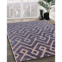 Mid-Century Modern Purple Navy Blue Oriental Rug, urb1784