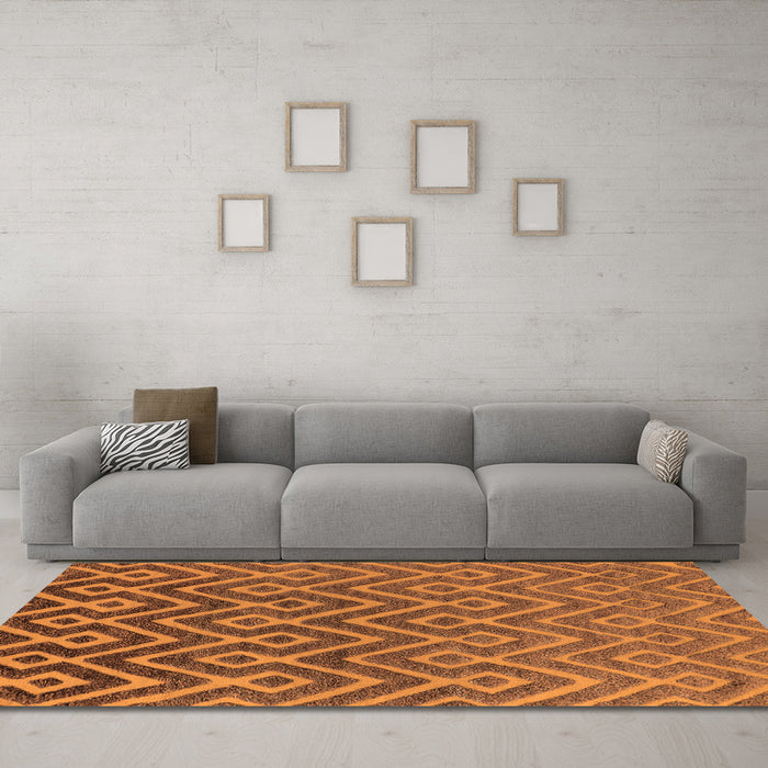 Machine Washable Oriental Orange Industrial Area Rugs in a Living Room, wshurb1784org