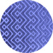 Round Oriental Blue Industrial Rug, urb1784blu