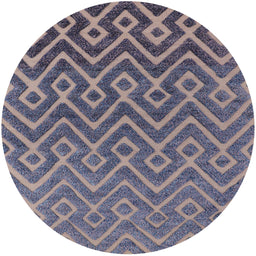 Round Machine Washable Industrial Modern Purple Navy Blue Rug, wshurb1784
