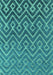 Machine Washable Oriental Turquoise Industrial Area Rugs, wshurb1784turq