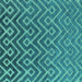 Square Machine Washable Oriental Turquoise Industrial Area Rugs, wshurb1784turq