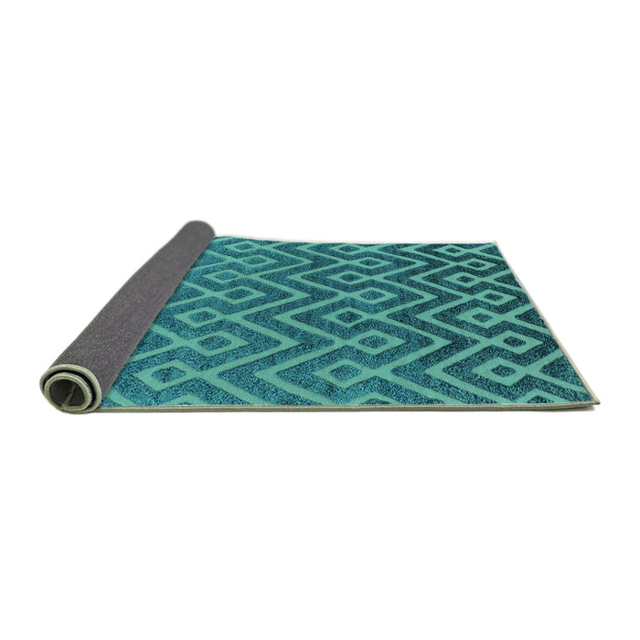 Sideview of Oriental Turquoise Industrial Rug, urb1784turq
