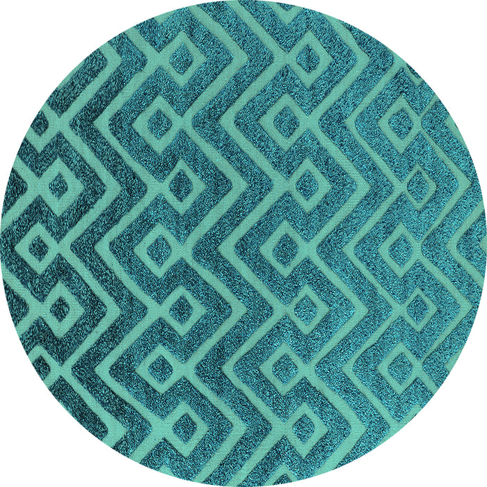 Round Oriental Turquoise Industrial Rug, urb1784turq