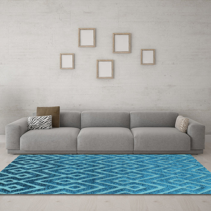Machine Washable Oriental Light Blue Industrial Rug in a Living Room, wshurb1784lblu