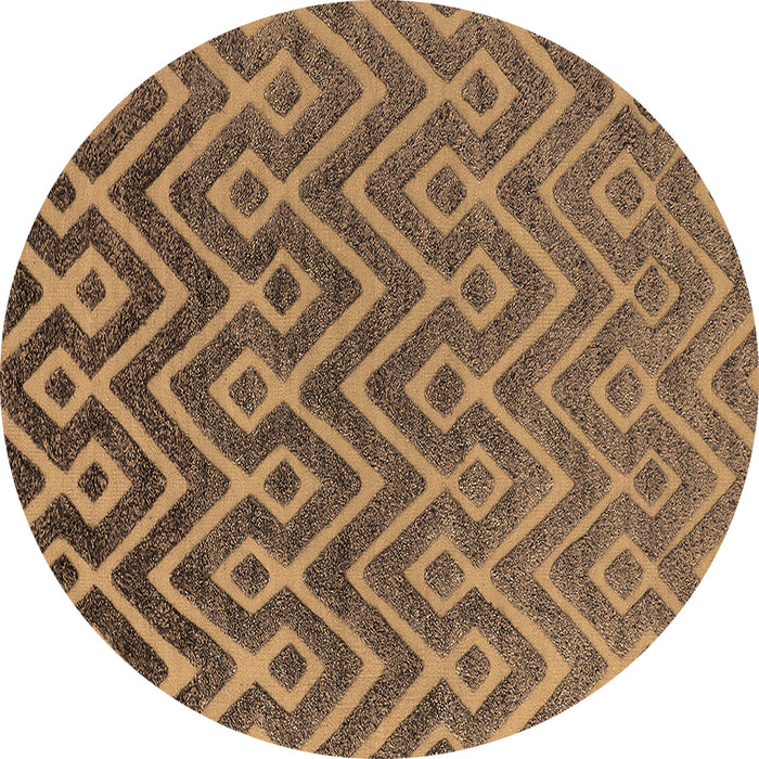 Round Oriental Brown Industrial Rug, urb1784brn