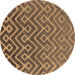 Round Oriental Brown Industrial Rug, urb1784brn