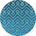 Round Oriental Light Blue Industrial Rug, urb1784lblu