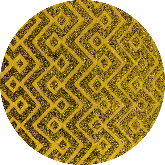 Round Oriental Yellow Industrial Rug, urb1784yw