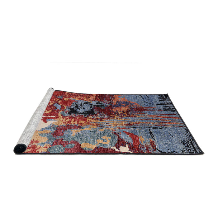 Sideview of Machine Washable Industrial Modern Gunmetal Gray Rug, wshurb1785
