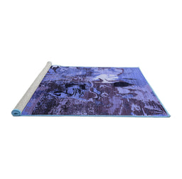 Sideview of Machine Washable Oriental Blue Industrial Rug, wshurb1785blu