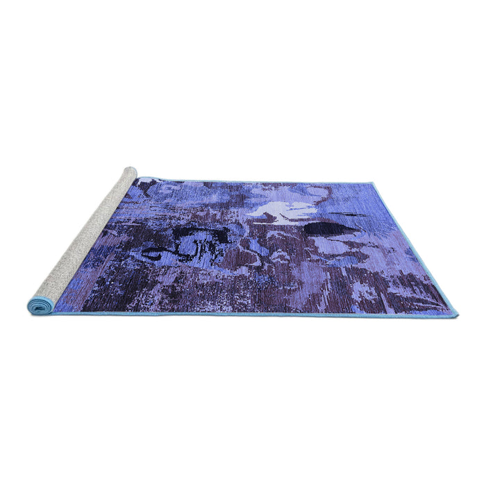Sideview of Machine Washable Oriental Blue Industrial Rug, wshurb1785blu