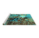 Sideview of Machine Washable Oriental Turquoise Industrial Area Rugs, wshurb1785turq