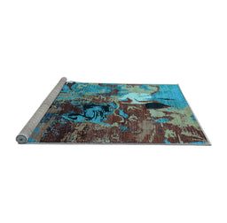 Sideview of Machine Washable Oriental Light Blue Industrial Rug, wshurb1785lblu