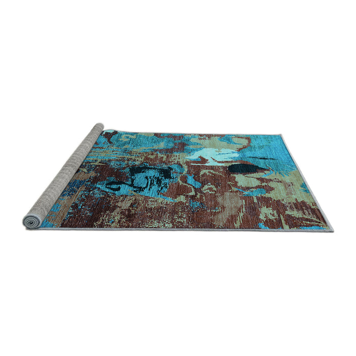 Sideview of Machine Washable Oriental Light Blue Industrial Rug, wshurb1785lblu