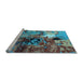 Sideview of Machine Washable Oriental Light Blue Industrial Rug, wshurb1785lblu