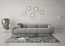 Machine Washable Oriental Gray Industrial Rug in a Living Room,, wshurb1785gry