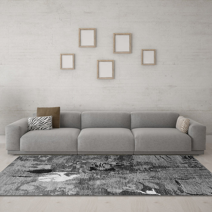 Machine Washable Oriental Gray Industrial Rug in a Living Room,, wshurb1785gry