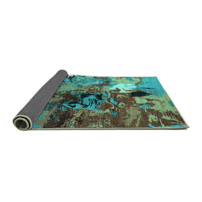 Sideview of Oriental Turquoise Industrial Rug, urb1785turq