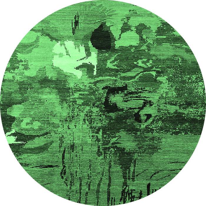 Round Oriental Emerald Green Industrial Rug, urb1785emgrn