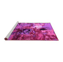 Sideview of Machine Washable Oriental Pink Industrial Rug, wshurb1785pnk