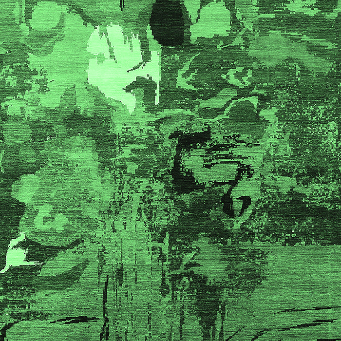 Machine Washable Oriental Emerald Green Industrial Area Rugs, wshurb1785emgrn