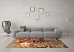 Machine Washable Oriental Brown Industrial Rug in a Living Room,, wshurb1785brn