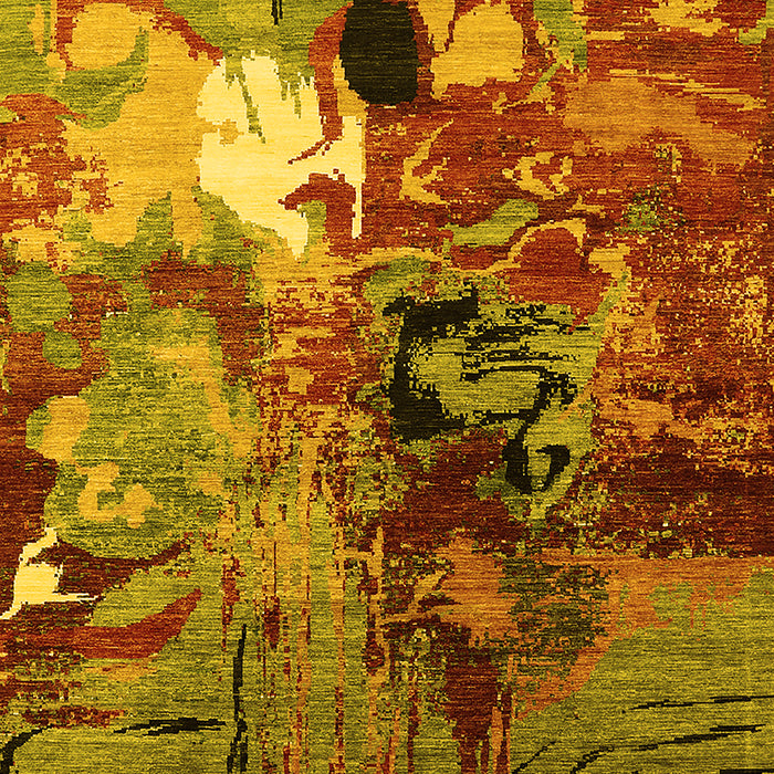 Machine Washable Oriental Yellow Industrial Rug, wshurb1785yw