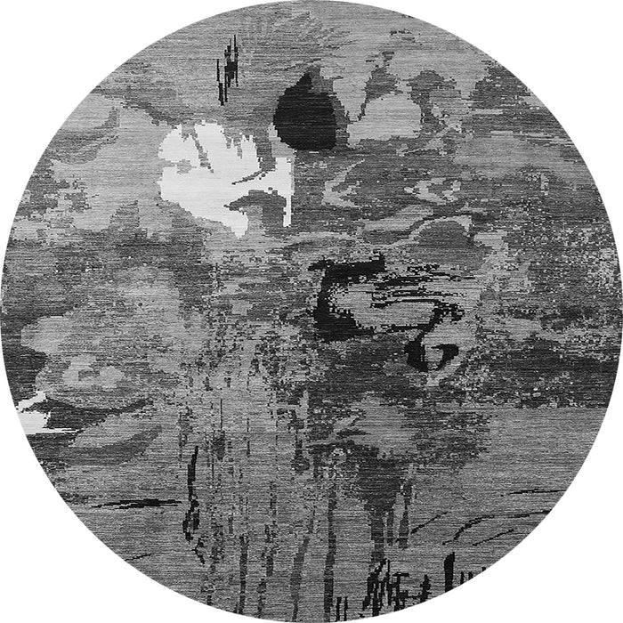 Round Oriental Gray Industrial Rug, urb1785gry