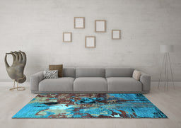Machine Washable Oriental Light Blue Industrial Rug in a Living Room, wshurb1785lblu