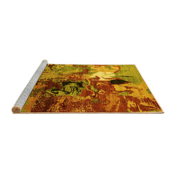 Sideview of Machine Washable Oriental Yellow Industrial Rug, wshurb1785yw
