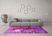 Machine Washable Oriental Pink Industrial Rug in a Living Room, wshurb1785pnk