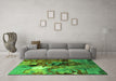 Machine Washable Oriental Green Industrial Area Rugs in a Living Room,, wshurb1785grn