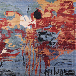 Square Mid-Century Modern Gunmetal Gray Oriental Rug, urb1785