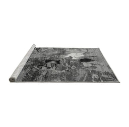 Sideview of Machine Washable Oriental Gray Industrial Rug, wshurb1785gry