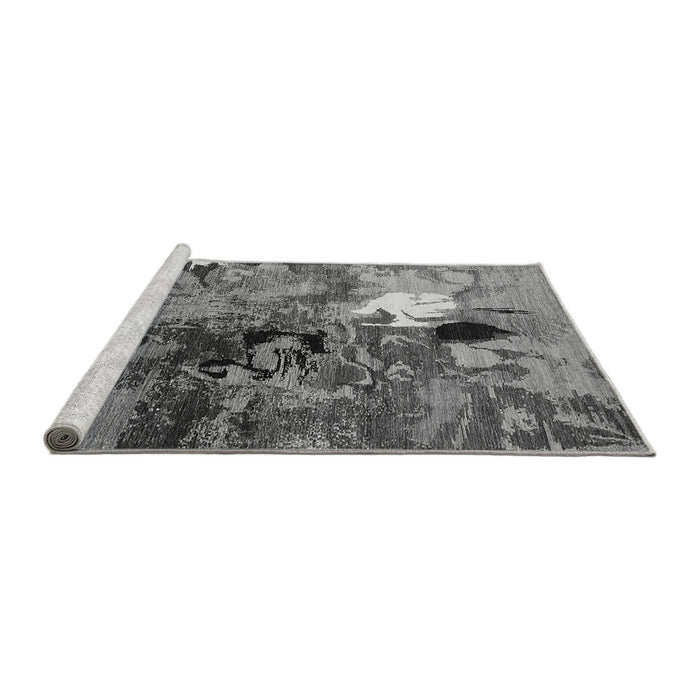 Sideview of Machine Washable Oriental Gray Industrial Rug, wshurb1785gry