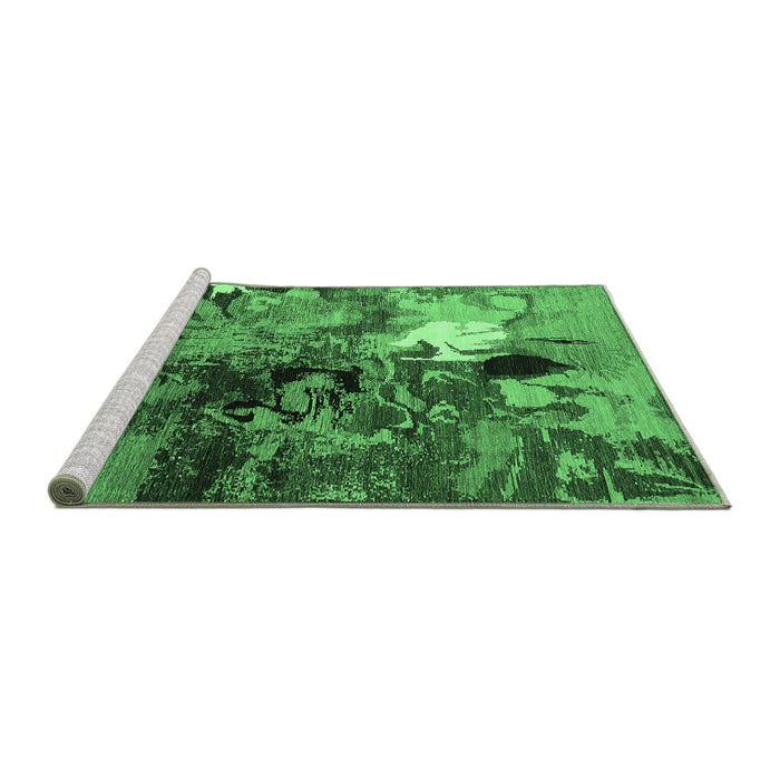 Sideview of Machine Washable Oriental Emerald Green Industrial Area Rugs, wshurb1785emgrn