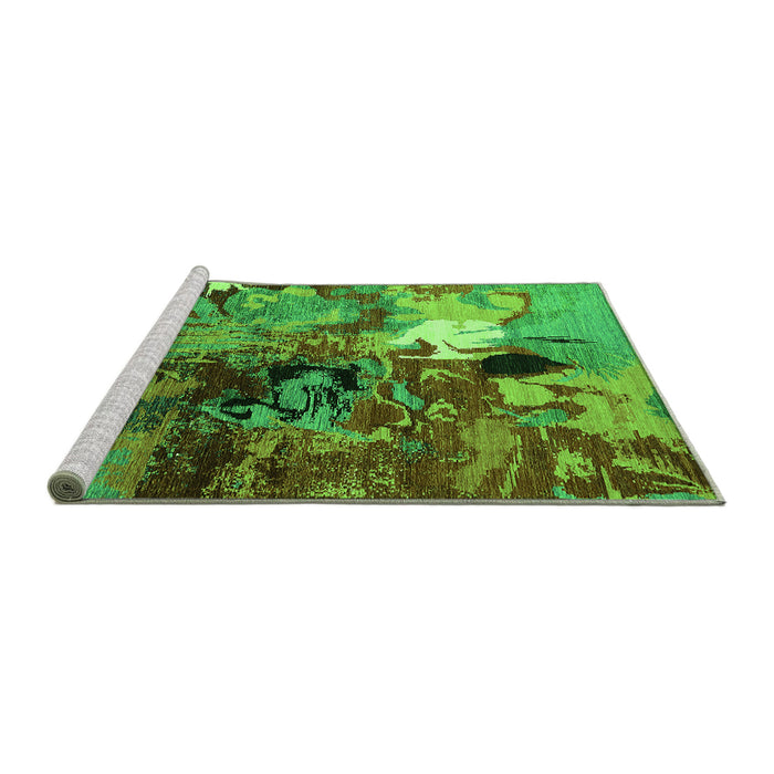 Sideview of Machine Washable Oriental Green Industrial Area Rugs, wshurb1785grn
