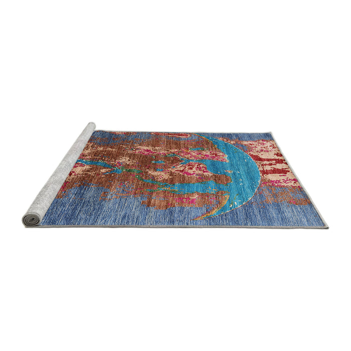 Sideview of Machine Washable Industrial Modern Columbia Blue Rug, wshurb1786