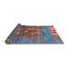 Sideview of Mid-Century Modern Columbia Blue Oriental Rug, urb1786