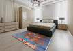 Mid-Century Modern Columbia Blue Oriental Rug in a Bedroom, urb1786