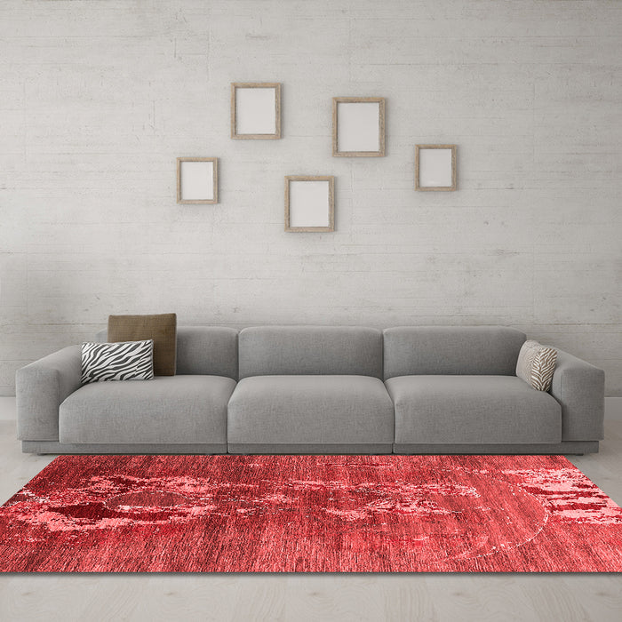 Industrial Red Washable Rugs