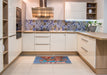 Mid-Century Modern Columbia Blue Oriental Rug in a Kitchen, urb1786