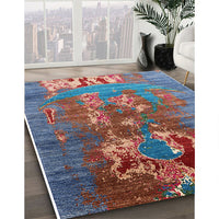 Mid-Century Modern Columbia Blue Oriental Rug, urb1786