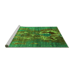 Sideview of Machine Washable Oriental Green Industrial Area Rugs, wshurb1786grn