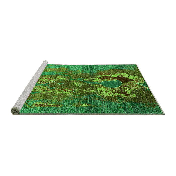 Sideview of Machine Washable Oriental Green Industrial Area Rugs, wshurb1786grn